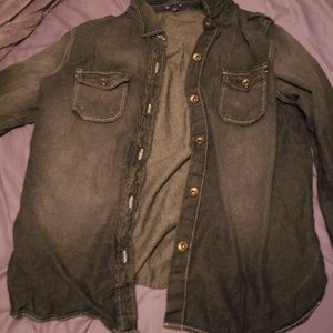 Denim grey and black long sleeve shirt womens xl